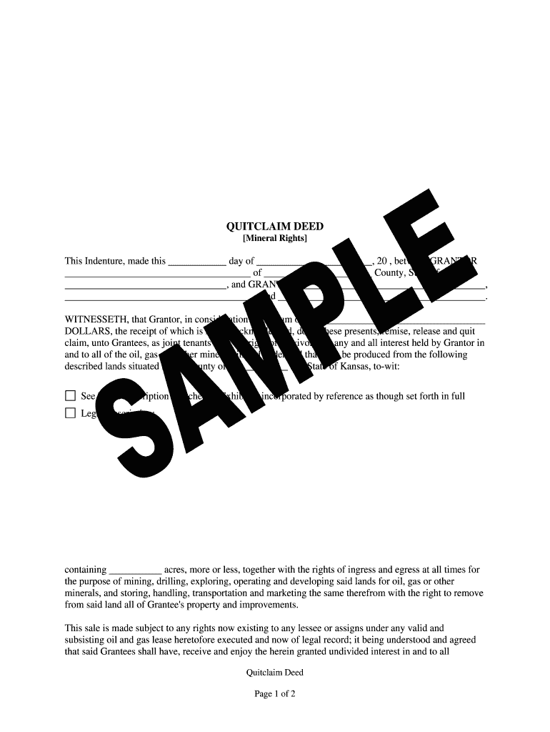 Fillable Online QUITCLAIM DEED Mineral Rights Amazon S3 Fax Email