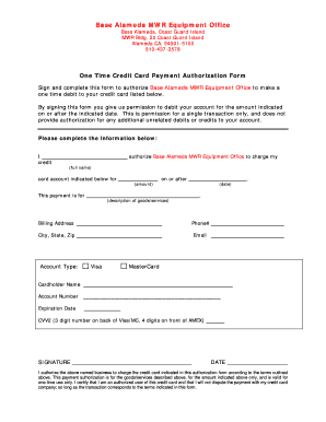 fillable online uscg one time credit card payment one time credit card authorization form