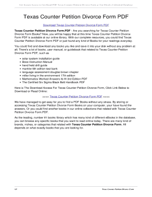 Fillable Online Texas Counter Petition Divorce Form PDF. texas counter ...