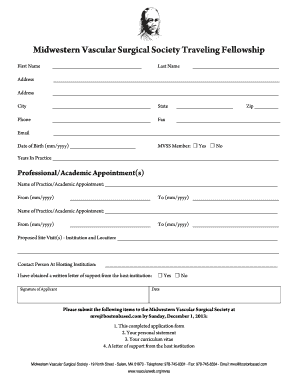 Midwestern Vascular Surgical Society Traveling Fellowship