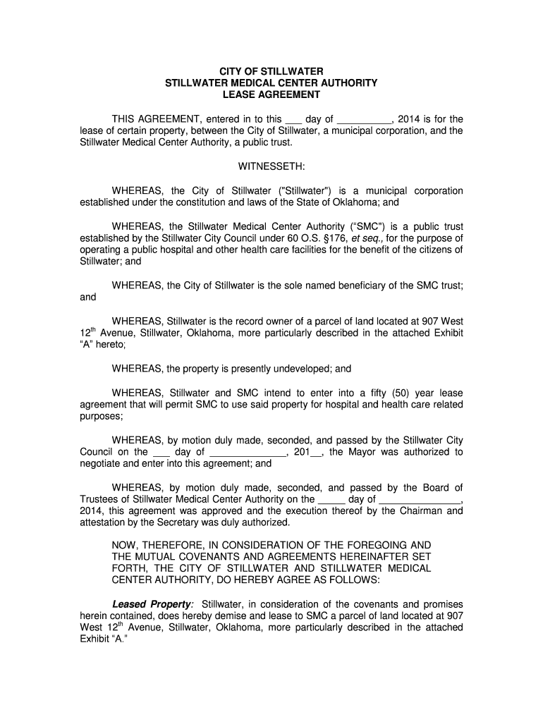 Fillable Online files stillwater COMMERCIAL LEASE AGREEMENT the City