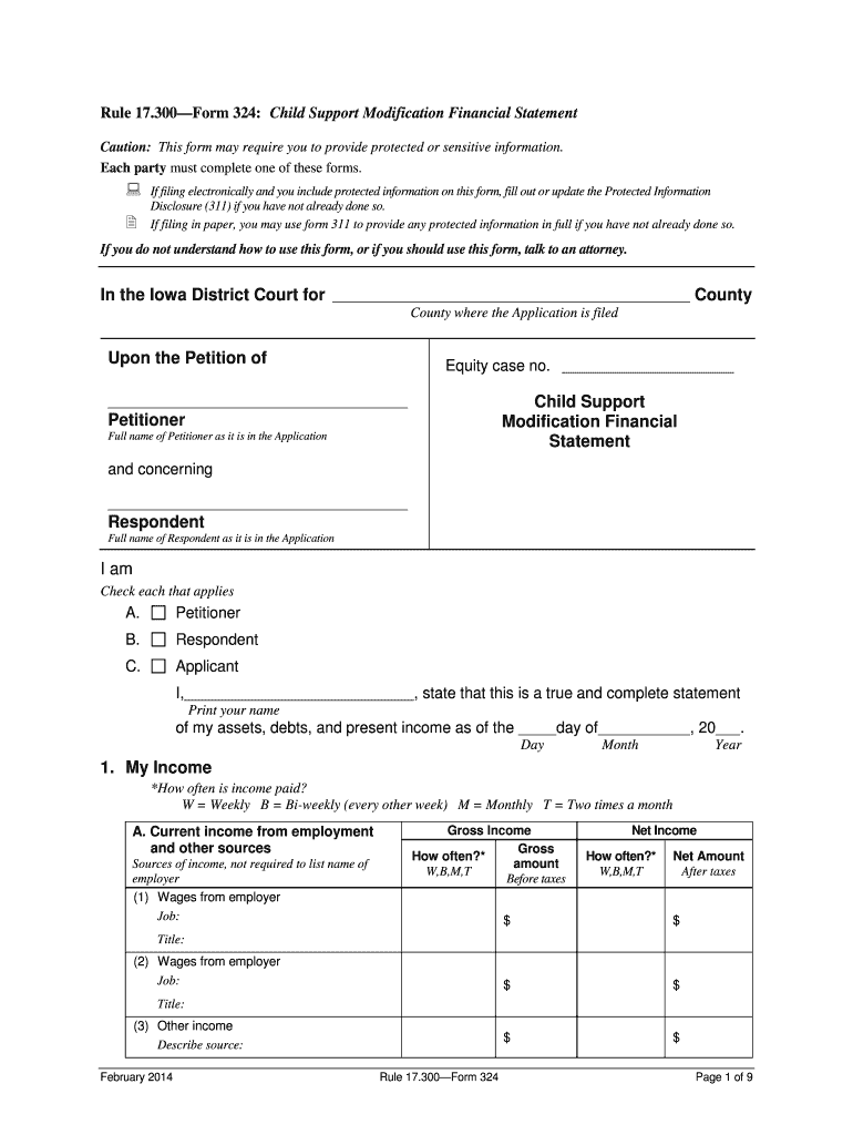 child support modification financial statement polk county iowa Preview on Page 1