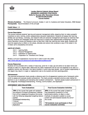 Advanced Learning Strategies Course Outline