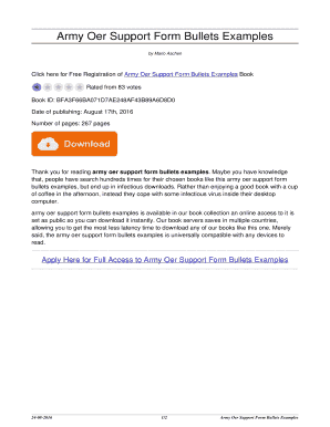 Fillable Online Army Oer Support Form Bullets Examples. army oer ...