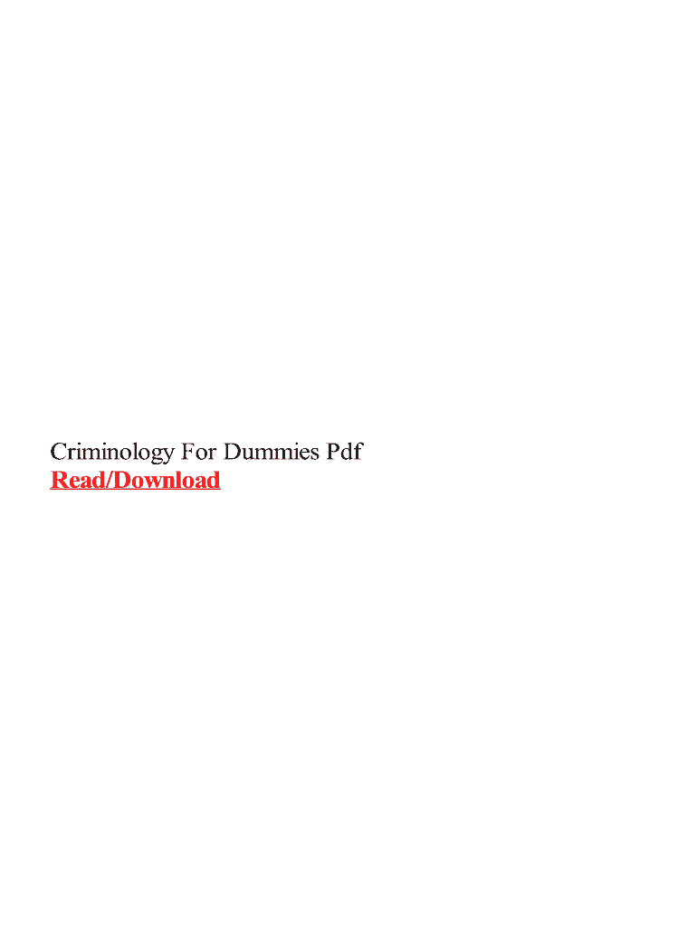 Criminology For Dummies Pdf Fill Online, Printable, Fillable, Blank