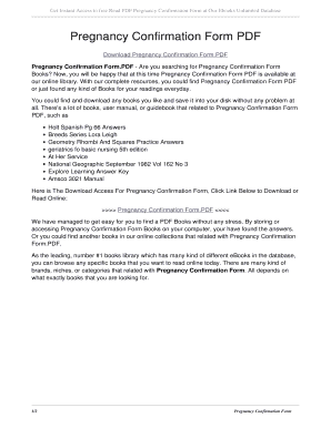 Fillable Online ggjogos industrie-chemie Pregnancy Confirmation Form PDF. pregnancy confirmation ...