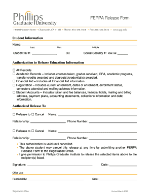 Authorization to Release Education Information - pgu.edu