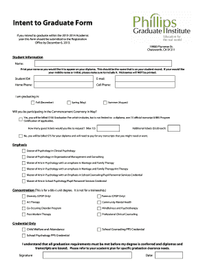 Intent to Graduate Form - Phillips Graduate Institute
