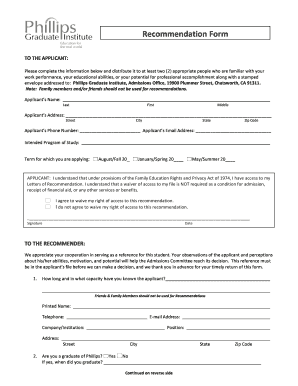 Recommendation Form Form - pgu.edu