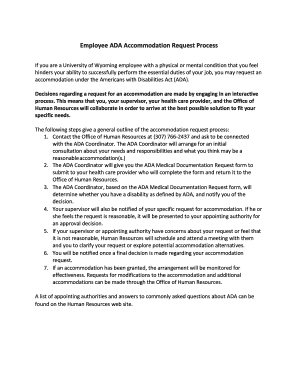 Fillable Online Employee ADA Accommodation Request Process Fax Email ...
