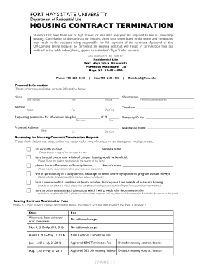 Department of Residential Life HOUSING CONTRACT ... - fhsu.edu