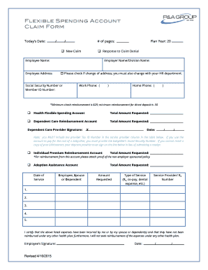 Flexible Spending Account Claim Form - padmin.com