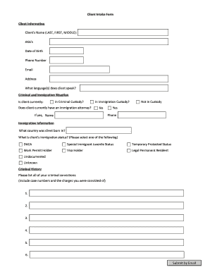 Client Intake Form Criminal and Immigration Situation Immigration ... - pd co la ca