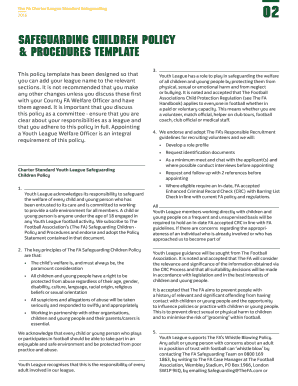 Soccer lineup sheets - The FA Charter Standard League safeguarding programme