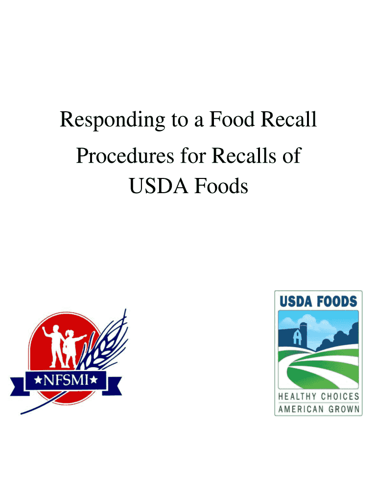 Fillable Online Responding to a Food Recall - USDA Food and Nutrition ...
