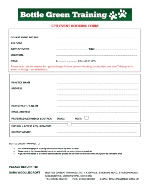 Cpd event booking form - Bottle Green Training - bgt org