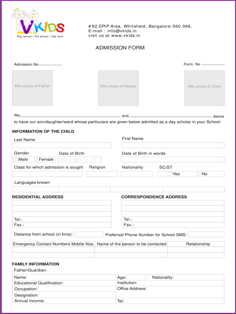 School Admission Form Format In Ms Word Fill Online Printable 