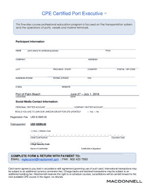 CPE Certified Port Executive TM - Port of Palm Beach