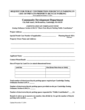 Short-Term Bicycle Parking Public Contribution form. Short-Term Bicycle Parking Public Contribution form - cambridgema