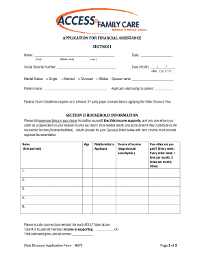 Affidavit of marriage relationship by third party - Financial Assistance "Sliding Fee Scale" Application Form - accessfamilycare