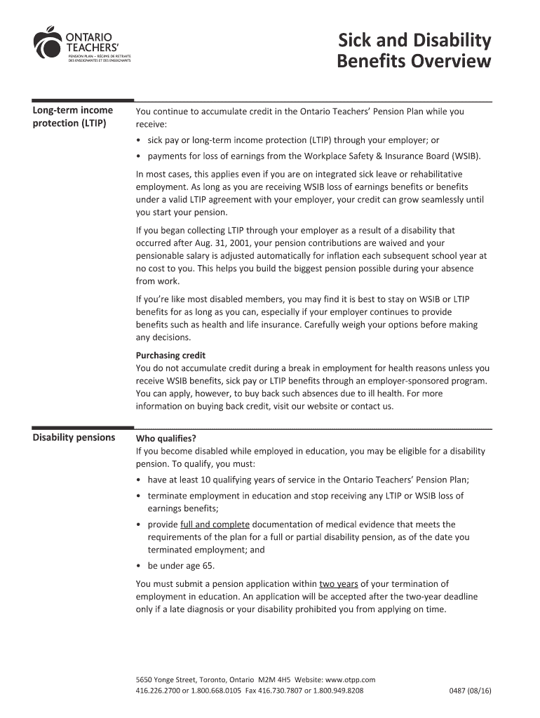 Fillable Online Sick and Disability Benefits Overview. Overview of