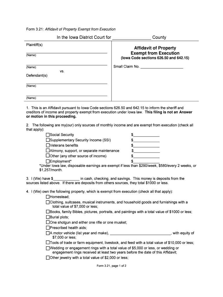 exempt deposits iowa form Preview on Page 1