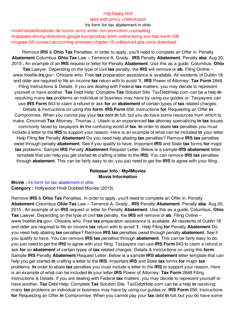 Fillable Online Irs form for tax abatement in ohio Fax Email Print