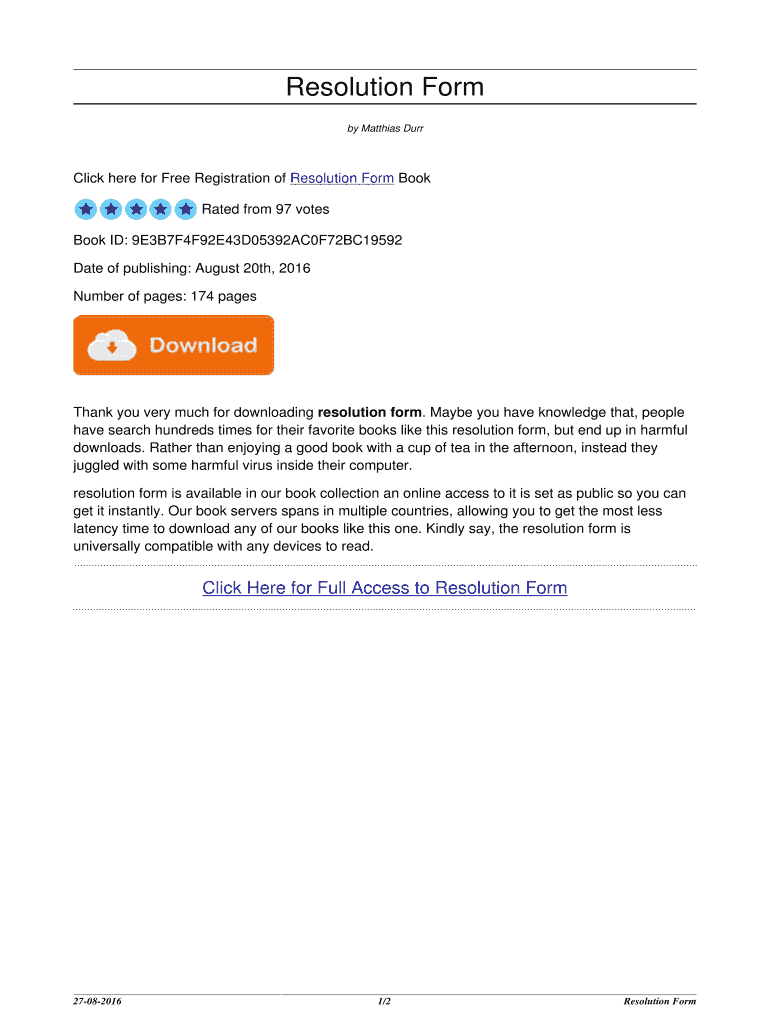 Fillable Online Resolution Form. resolution form Fax Email Print ...