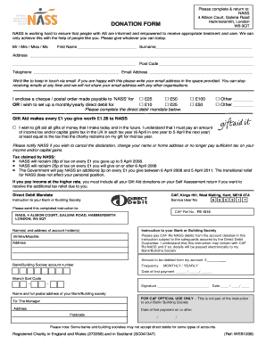 NASS 4 Albion Court, Galena Road DONATION FORM Hammersmith ... - nass co