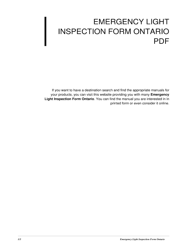 Fillable Online youthfuturesmetro Emergency Light Inspection Form