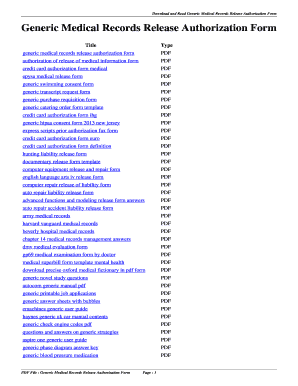 Generic Medical Records Release Authorization Form. generic medical records release authorization form - hilde ilovecollege