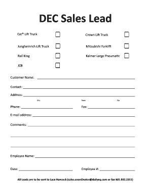 Fillable Online DEC Sales Lead - Daily Equipment Fax Email Print - pdfFiller