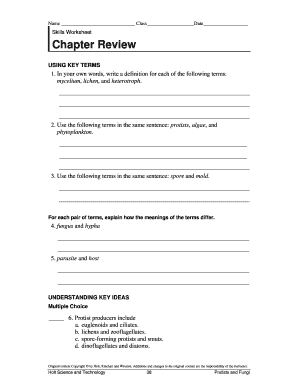 Key notes definition - Skills Worksheet Chapter Review - 8th PBS Science