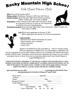 Kids Cheer/Dance Clinic - Rocky Mountain High School - rmh psdschools