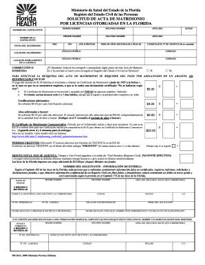 Florida Marriage Certificate Request Form