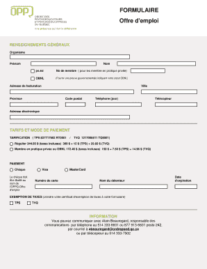 FORMULAIRE Offre d'emploi - ordrepsed.qc.ca