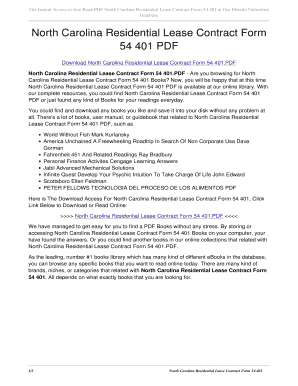 Fillable Online North Carolina Residential Lease Contract Form 54 401 ...