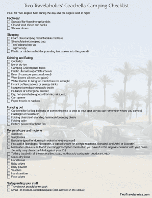 Fillable Online Two Travelaholics Coachella Camping Checklist Fax Email ...