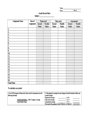 grade record sheet pdf