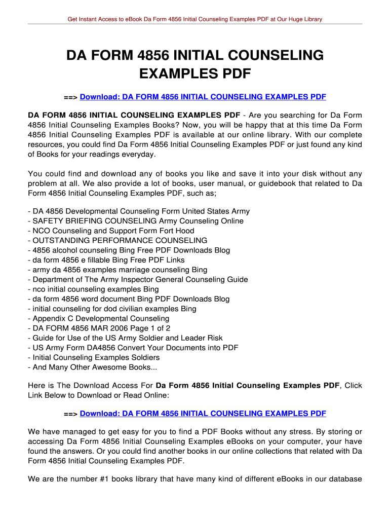 army initial counseling examples pdf