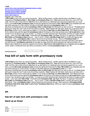 Free bill of sale form with promissory note