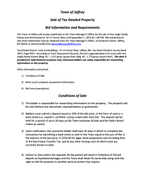Town of Jaffrey Sale of Tax Deeded Property Bid ...