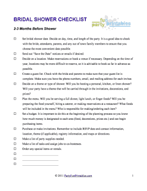 Bridal Shower Checklist