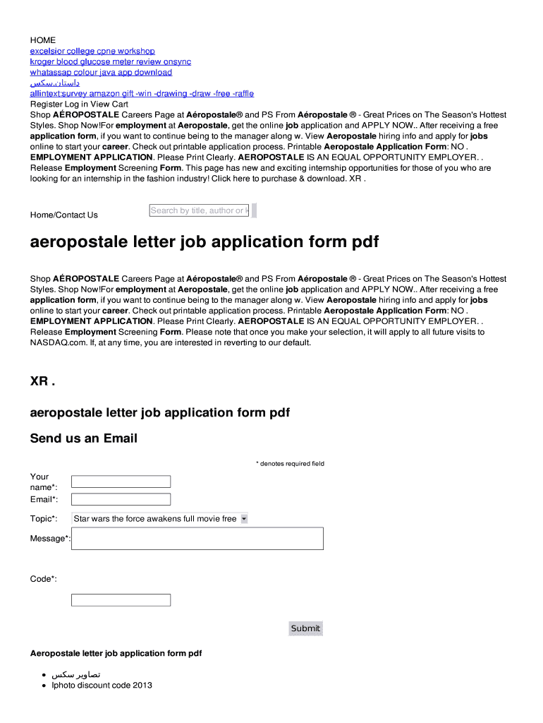 Fillable Online aeropostale letter job application form pdf Fax Email ...