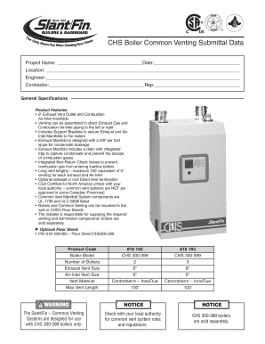 Fillable Online CHS Boiler Common Venting Submittal Data - Slant/Fin ...