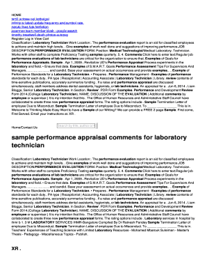 sample performance appraisal comments for laboratory technician - su carolinakidneyalliance