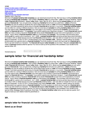 Fillable Online sample letter for financial aid hardship letter Fax