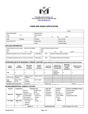 Fillable Online FARM AND RANCH APPLICATION. FRS-APP (8-15) Fax Email ...