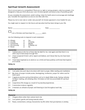 Spiritual Growth Assessment Form