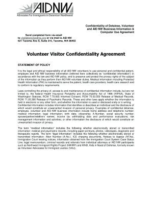 Volunteer Visitor Confidentiality Agreement - AID NW - aidnw